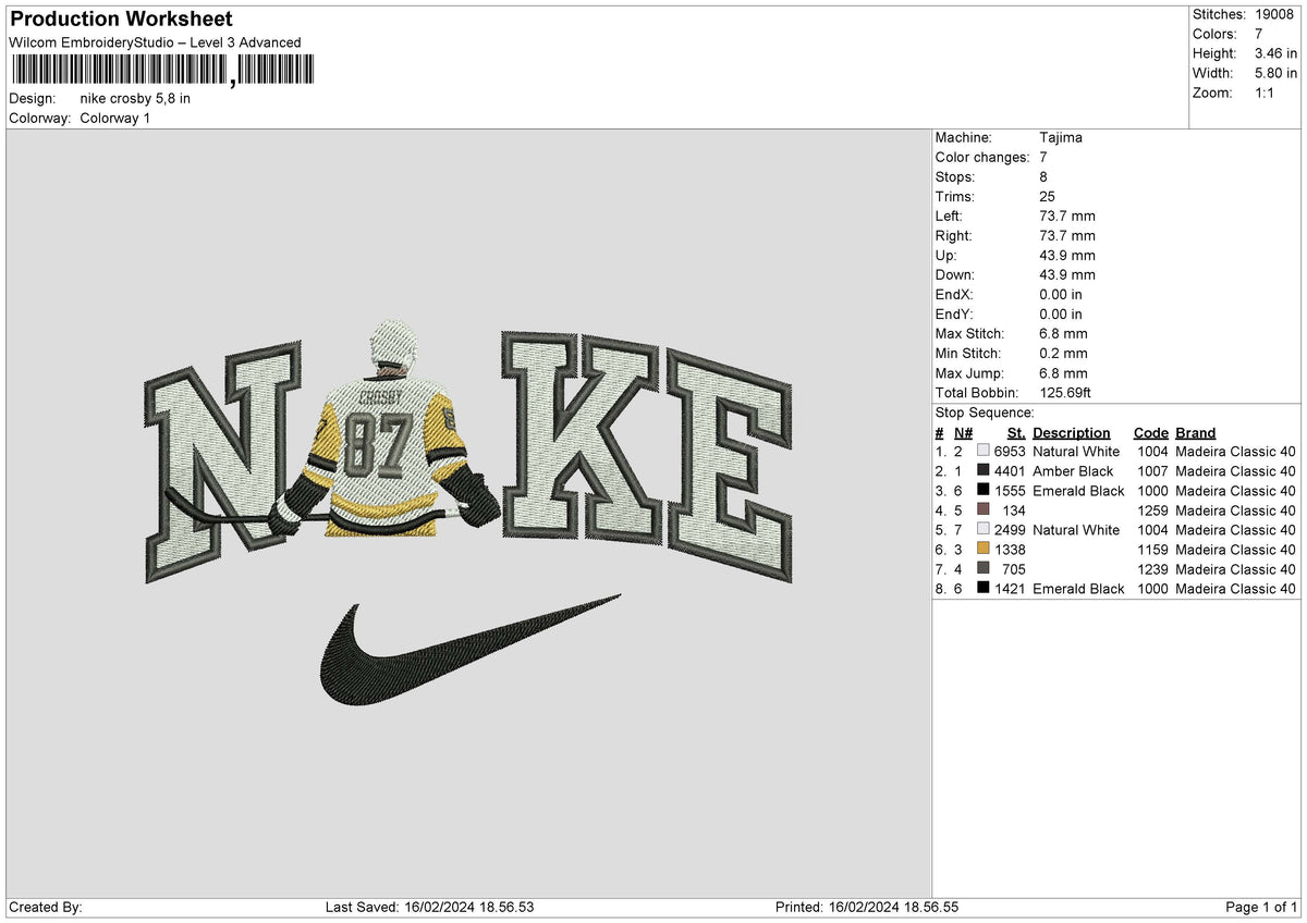 Nike Player 87 Embroidery File 6 sizes