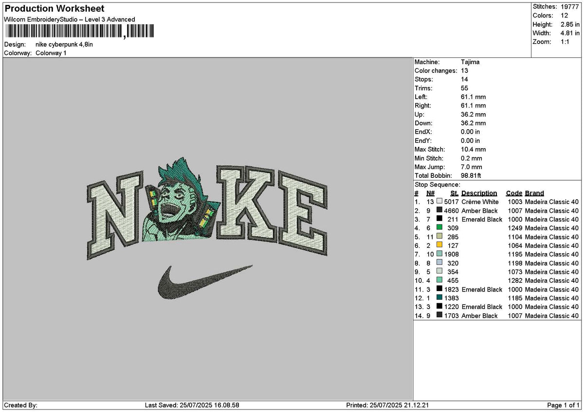 Nike Cyberpunk Embroidery File 6 sizes