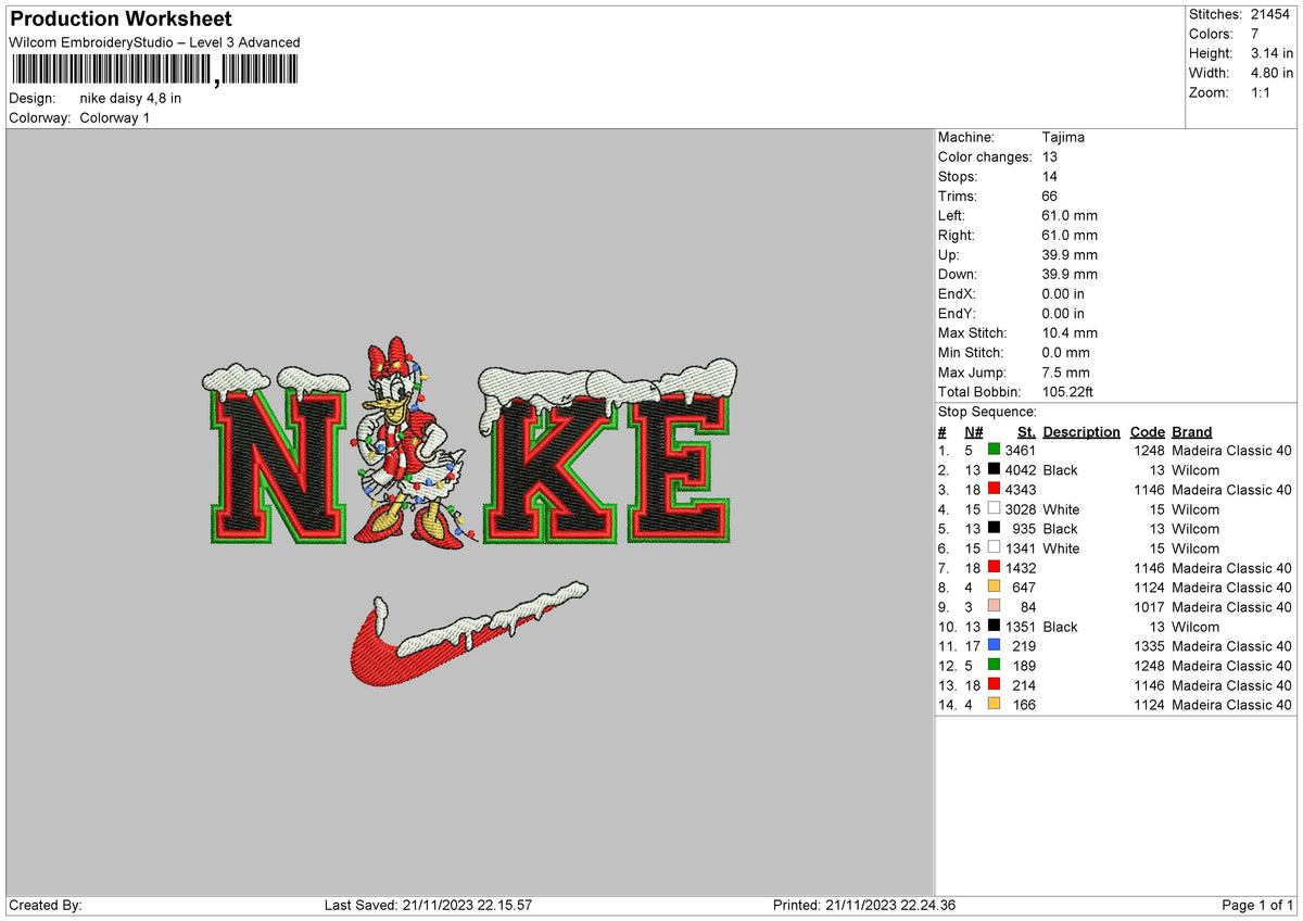 Nike Daisy Xmas Embroidery File 6 sizes
