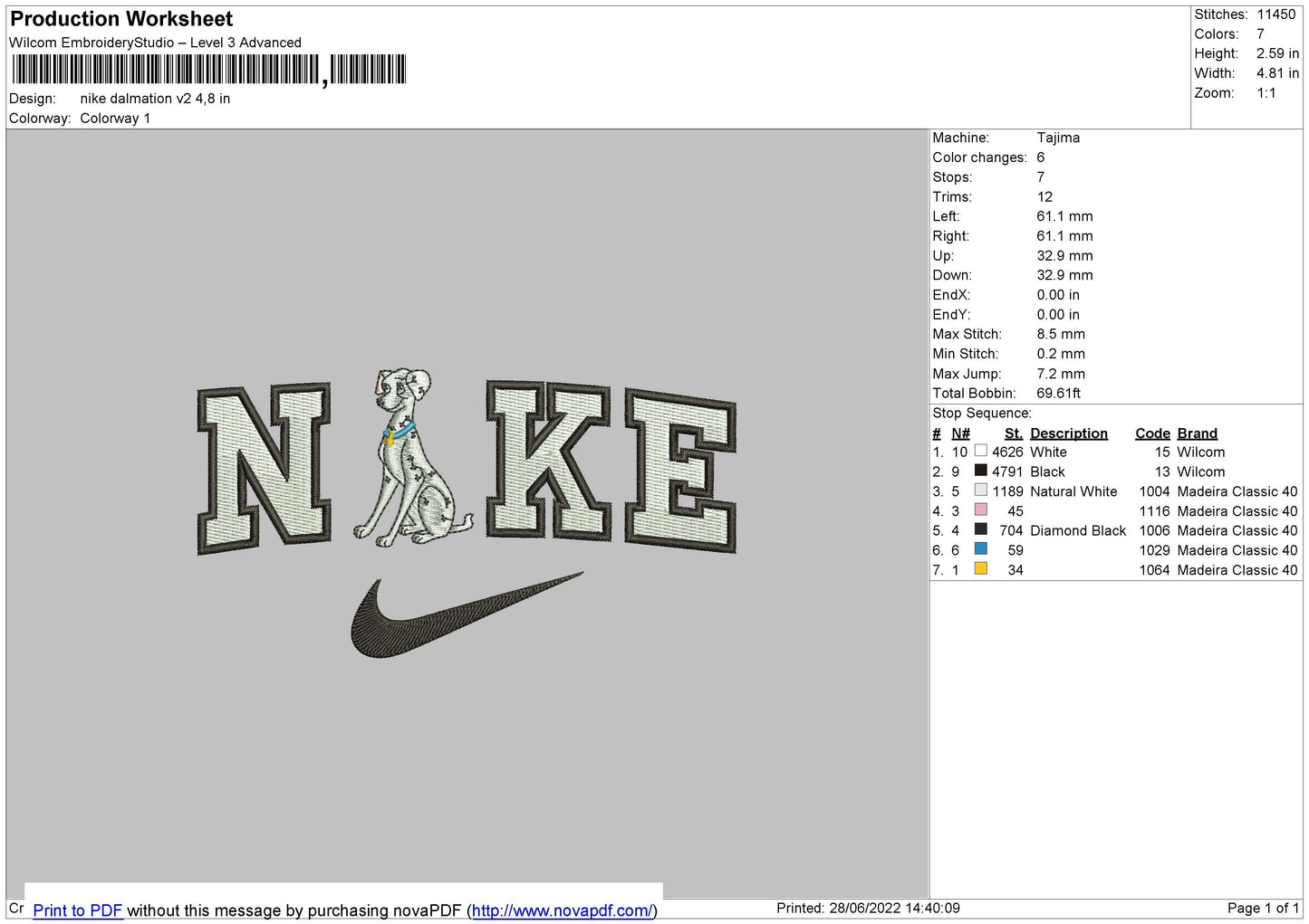 Nike Dalmation v2 Embroidery