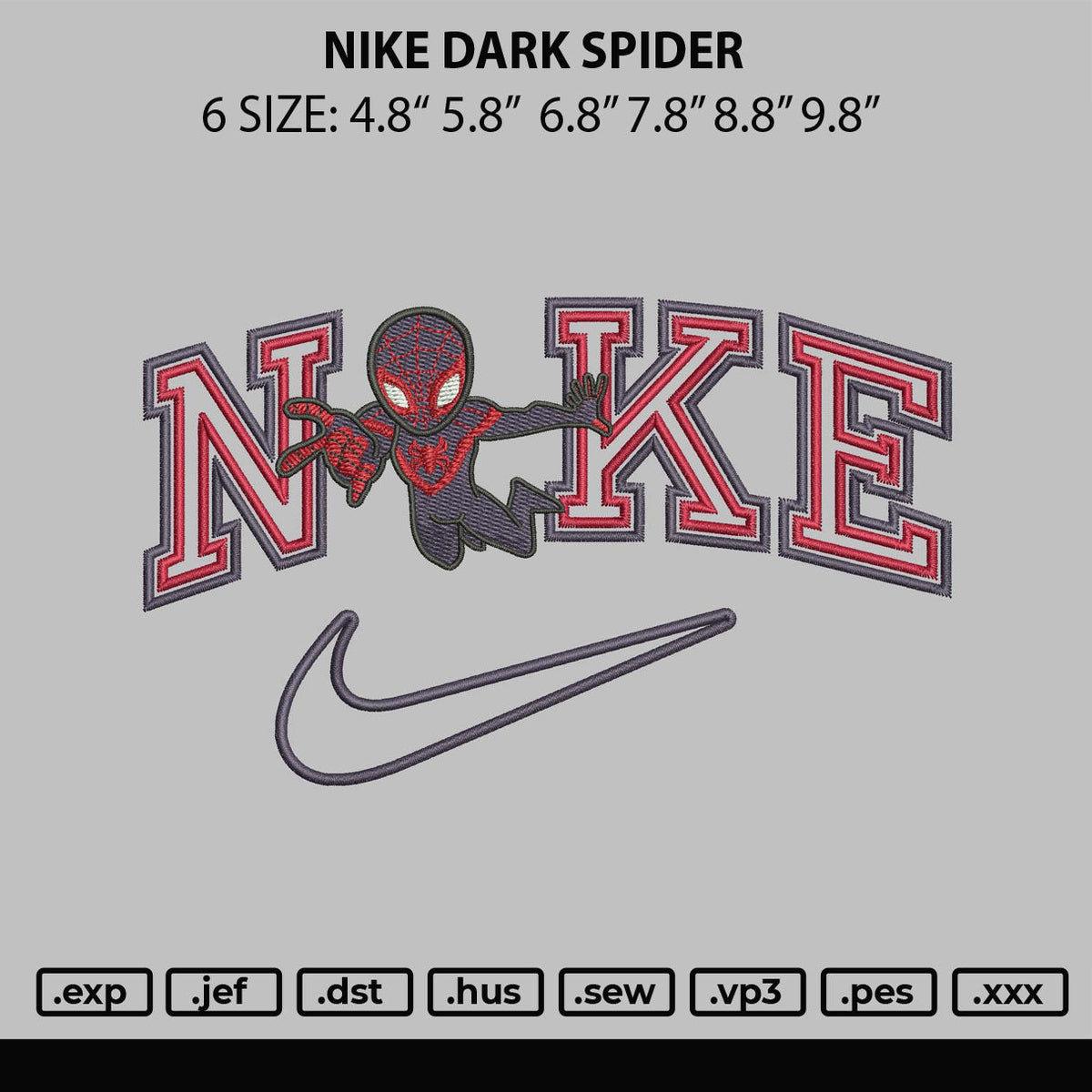 Nike Dark Spider Embroidery File 6 sizes