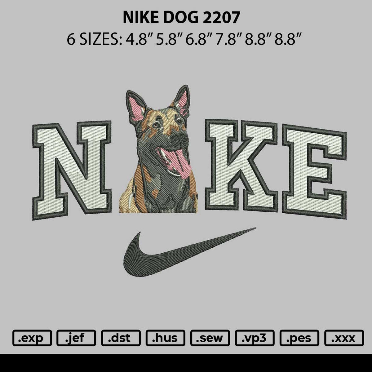 Nike Dog 2207 Embroidery File 6 size