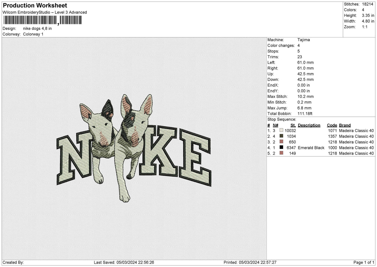 Nike Dogs Embroidery File 6 size