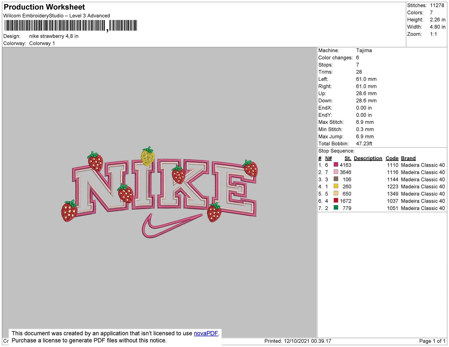 Nike Strawberry Embroidery