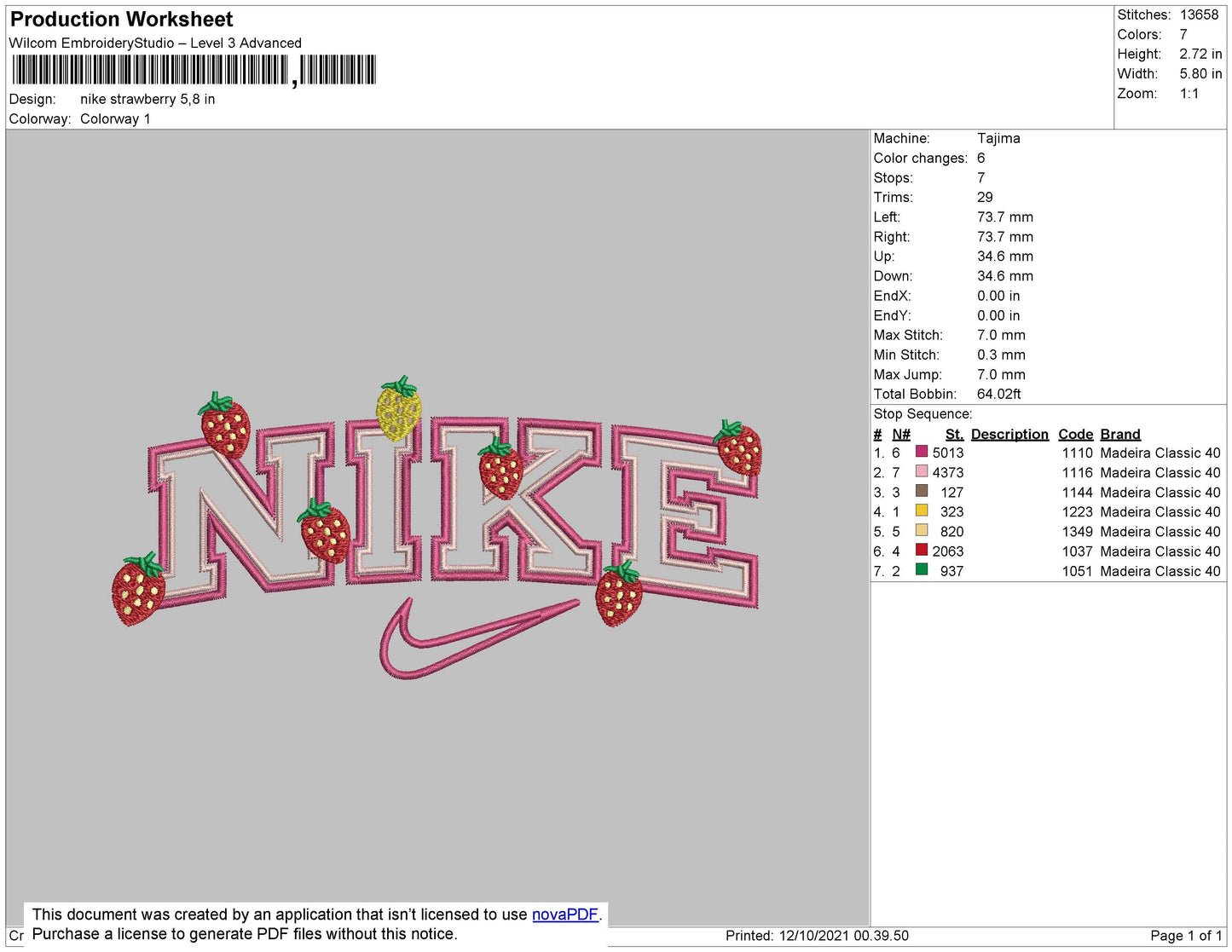 Nike Strawberry Embroidery