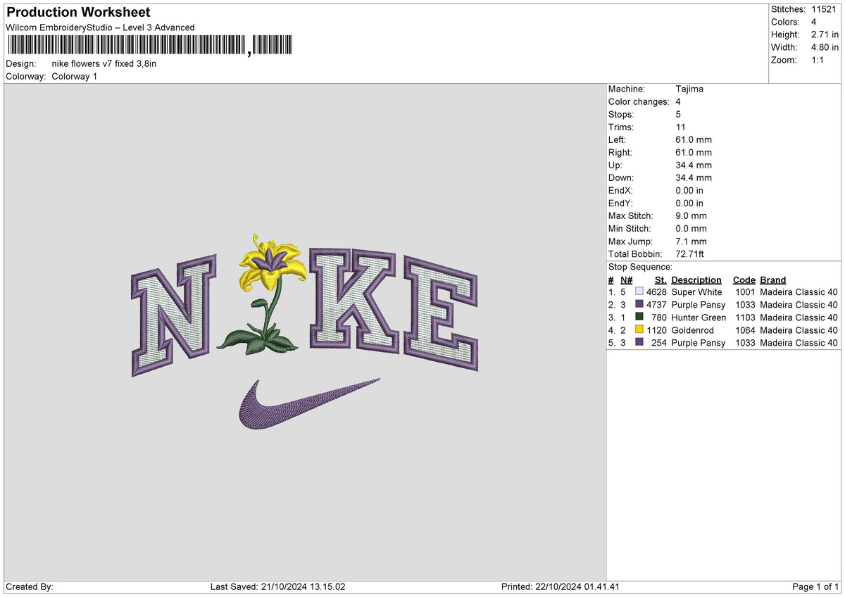 Nike Flower v7 Embroidery File 6 sizes