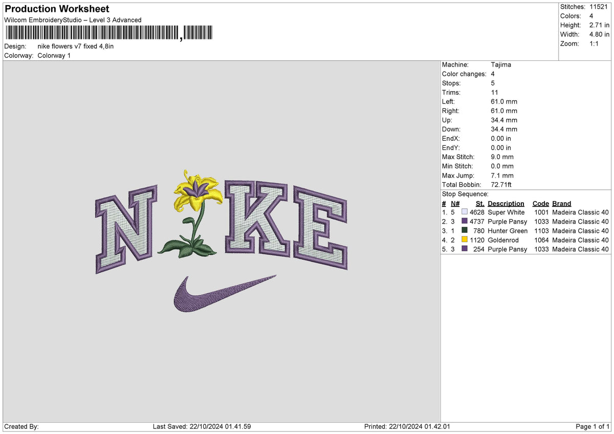 Nike Flower v7 Embroidery File 6 sizes