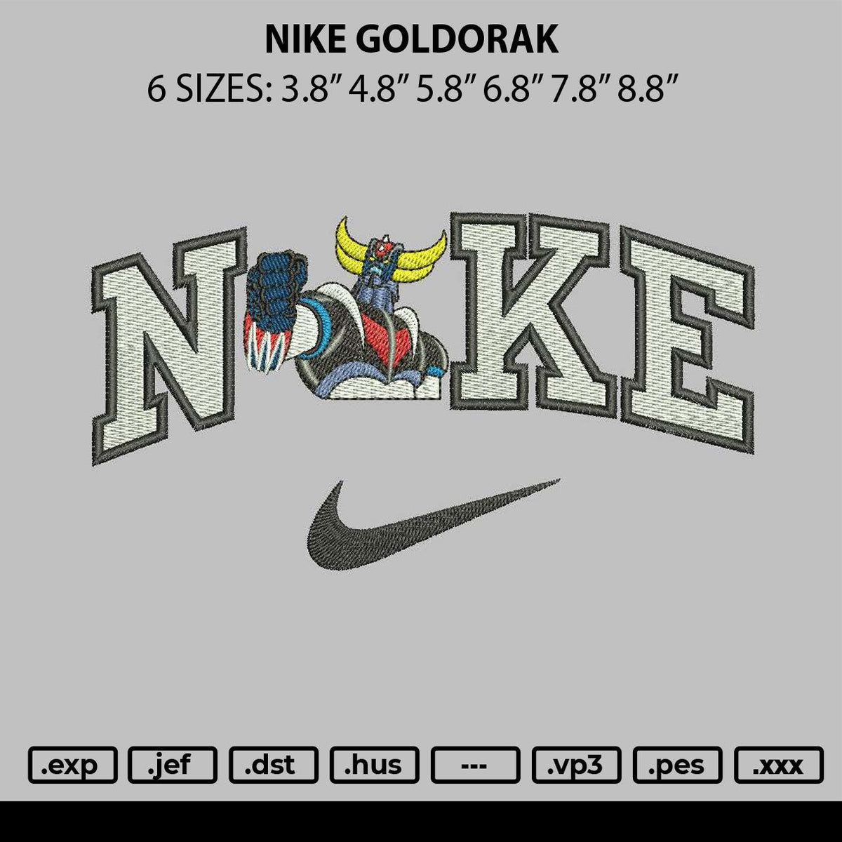 Nike Goldorak Embroidery File 6 sizes