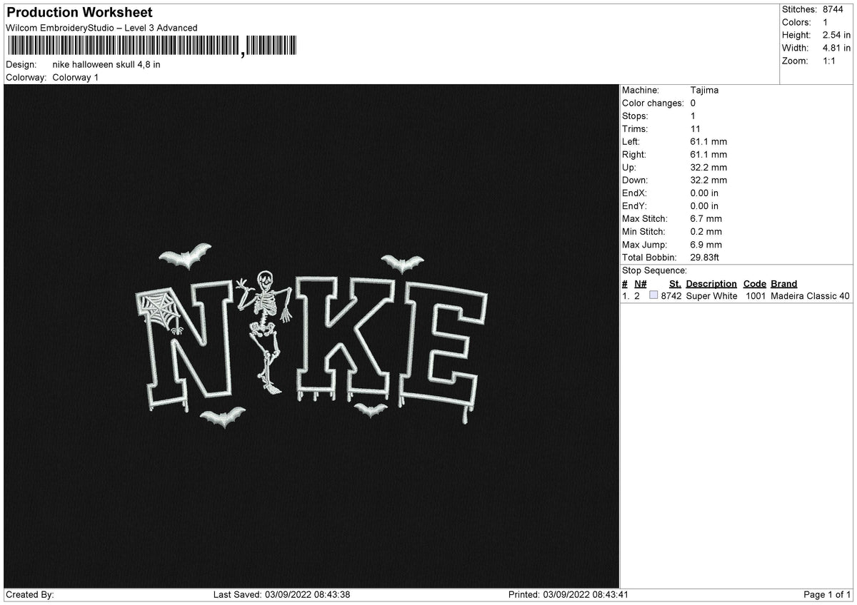 Nike Halloween Skull Embroidery