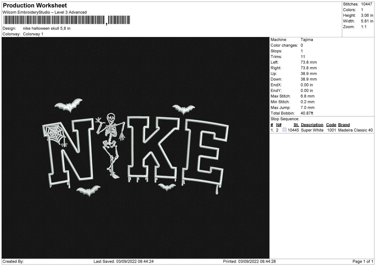 Nike Halloween Skull Embroidery