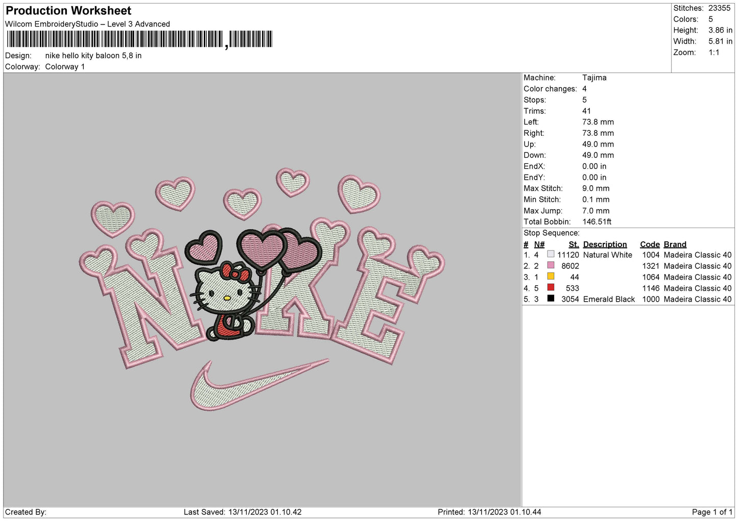 Kitty Balloon Embroidery File 6 sizes