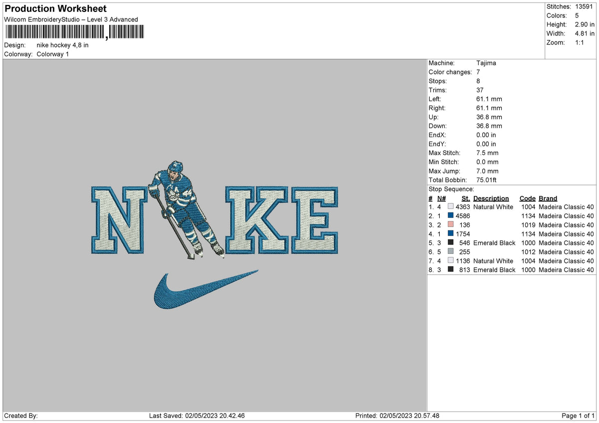 Nike Hockey Embroidery File 6 sizes