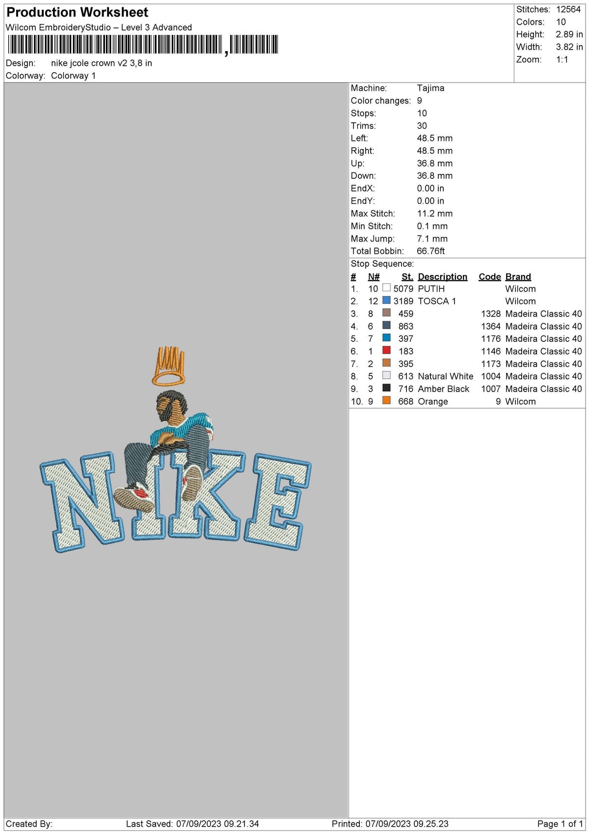 Nike Jcole Crown V2 Embroidery File 6 sizes