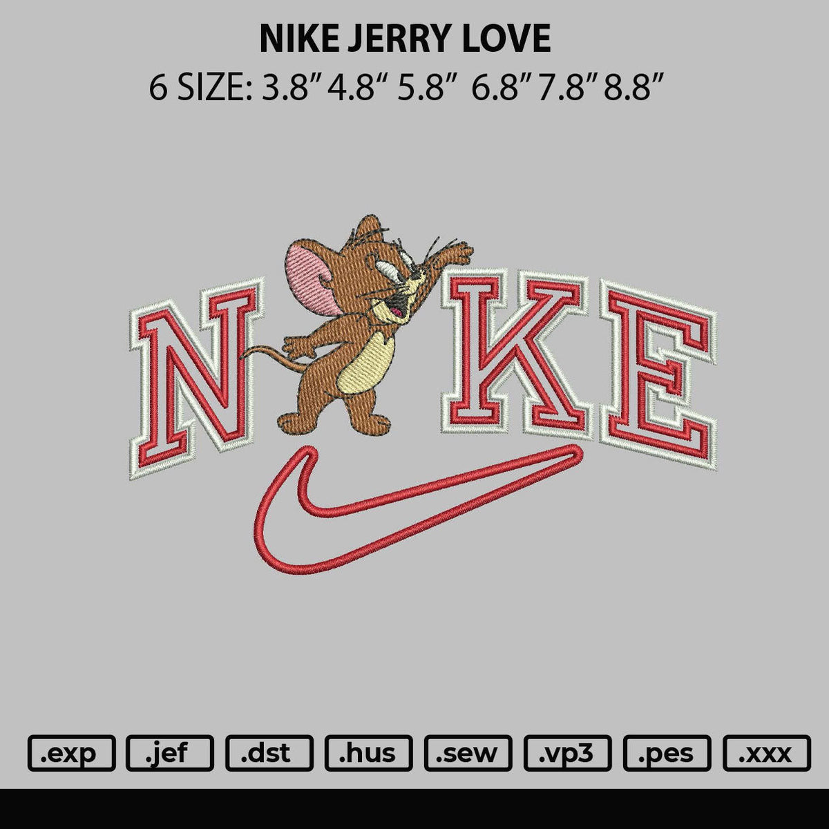 Nike Jerry Love Embroidery File 6 sizes