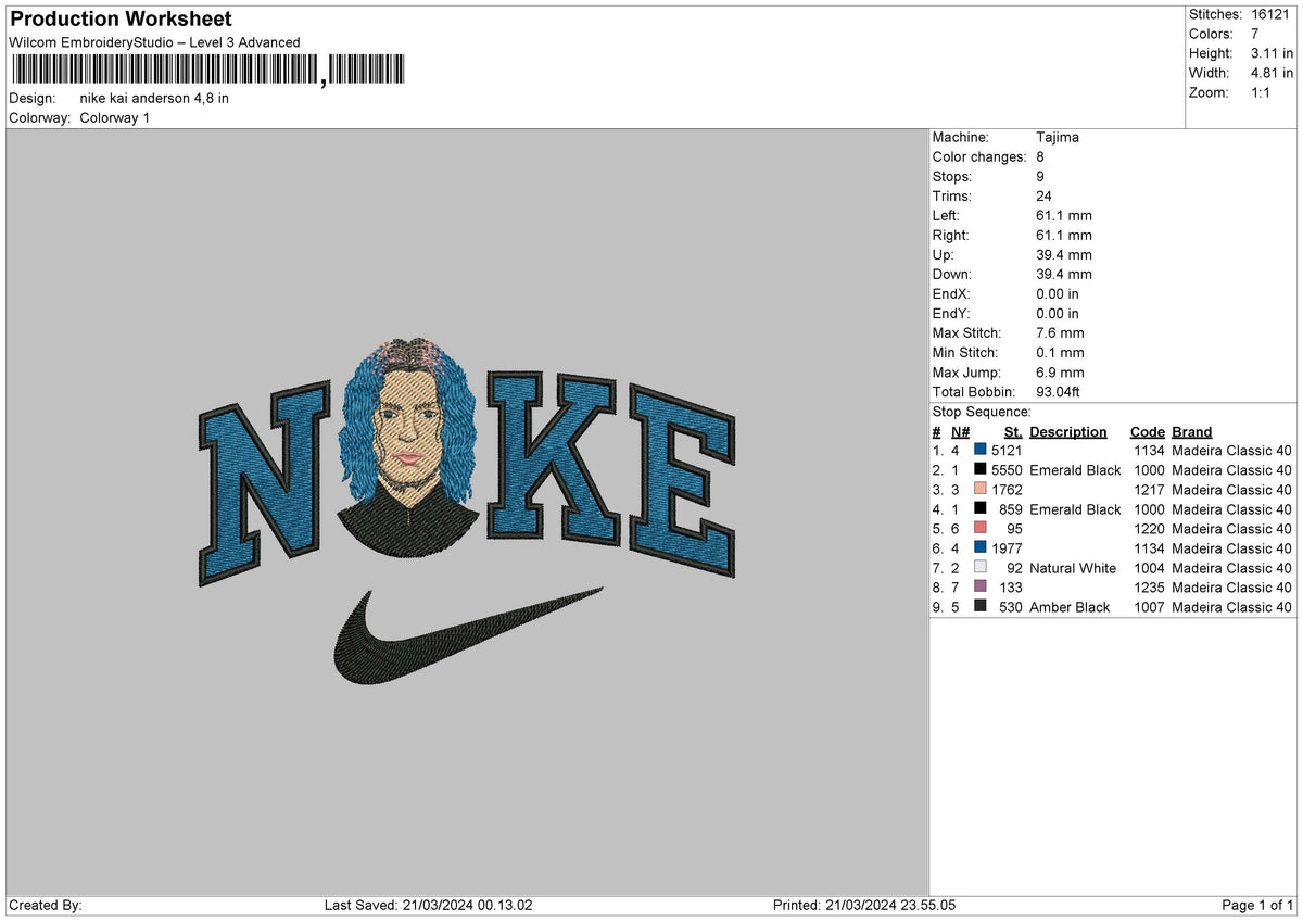 Nike Kai A Embroidery File 6 sizes