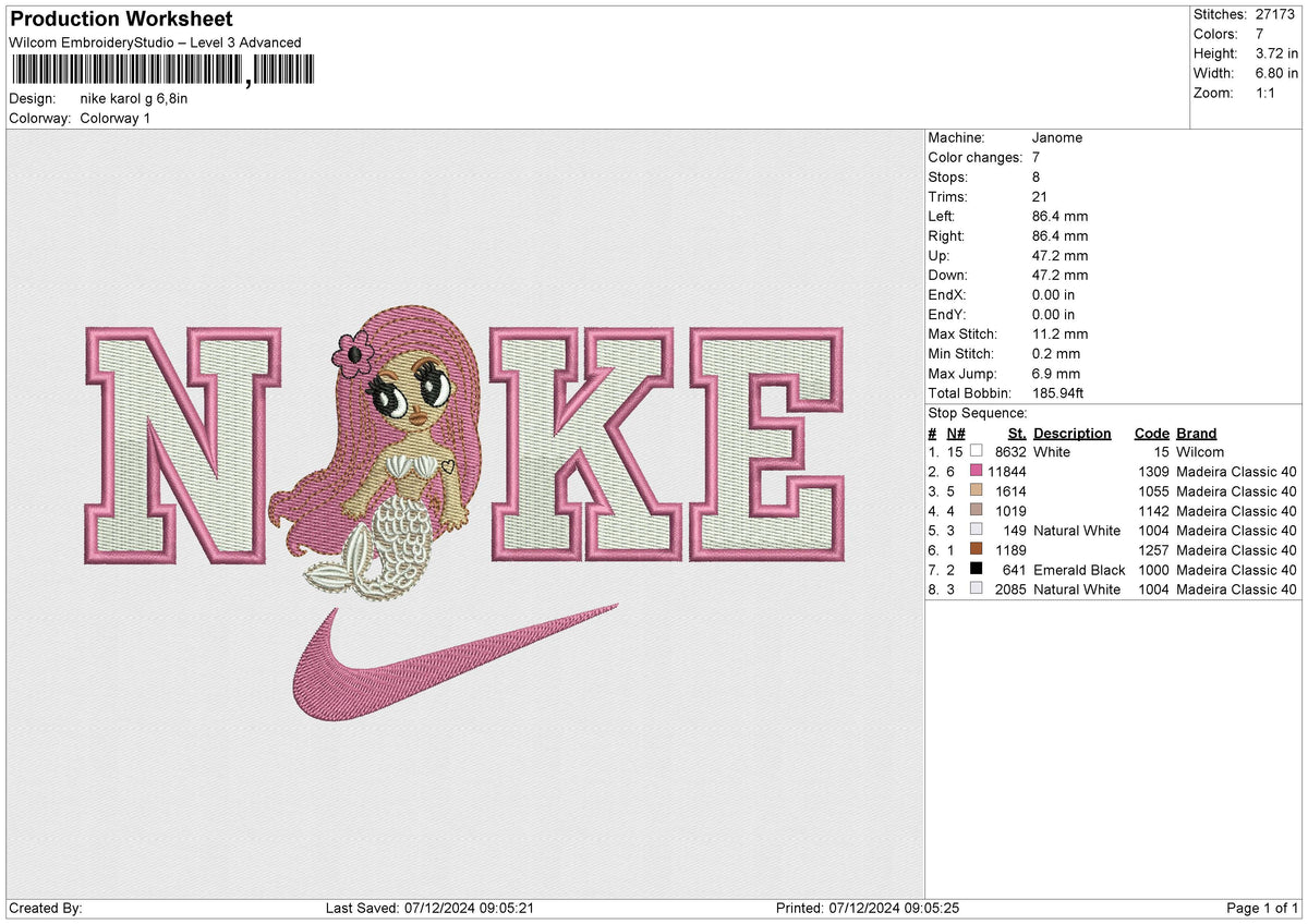 Nike Karol G Embroidery File 6 size