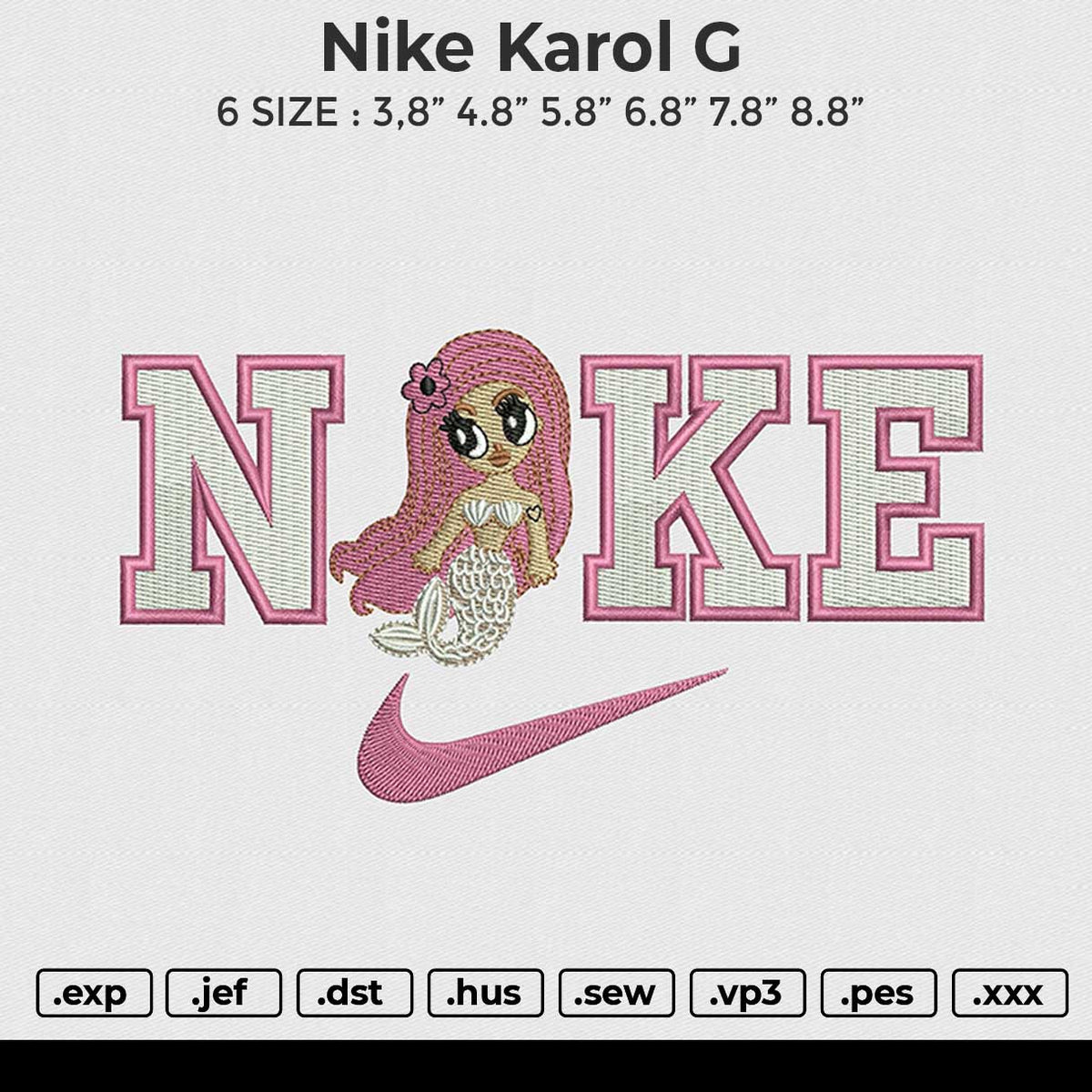 Nike Karol G Embroidery File 6 size