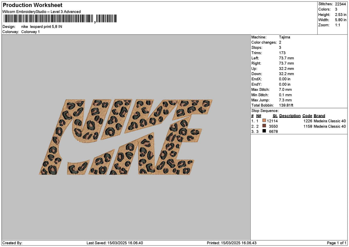 Nike Leopard 03 Embroidery File 6 sizes