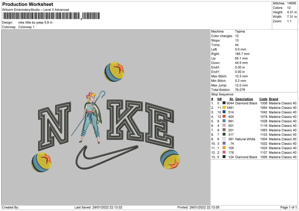 Nike Little Bo Beep Embroidery