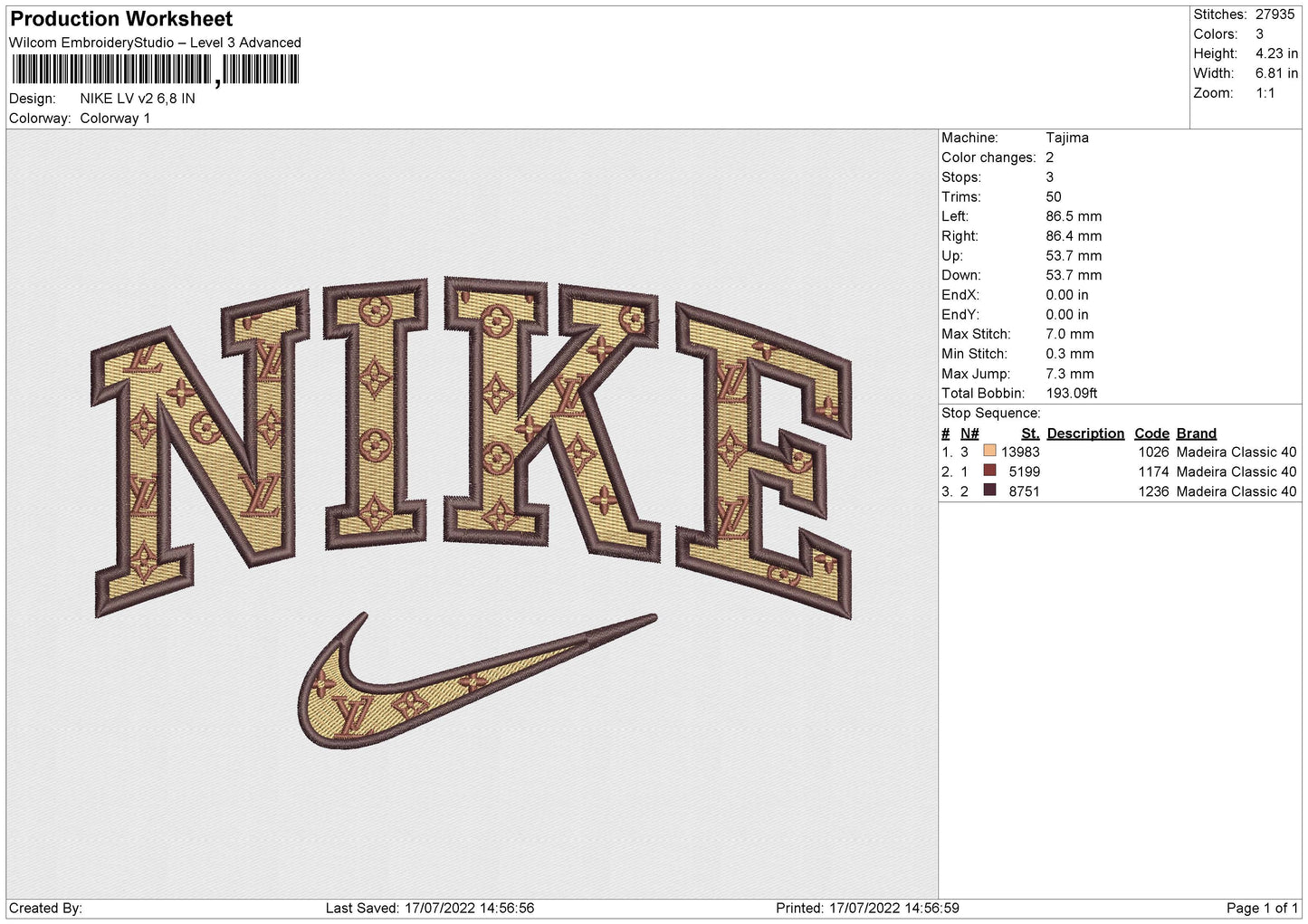 Nike Lv V4 Embroidery