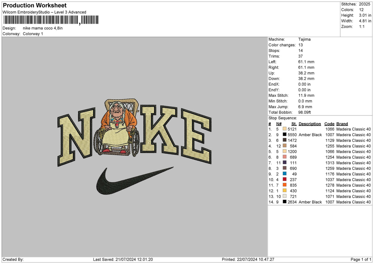 Nike Coco 2107 Embroidery File 6 size