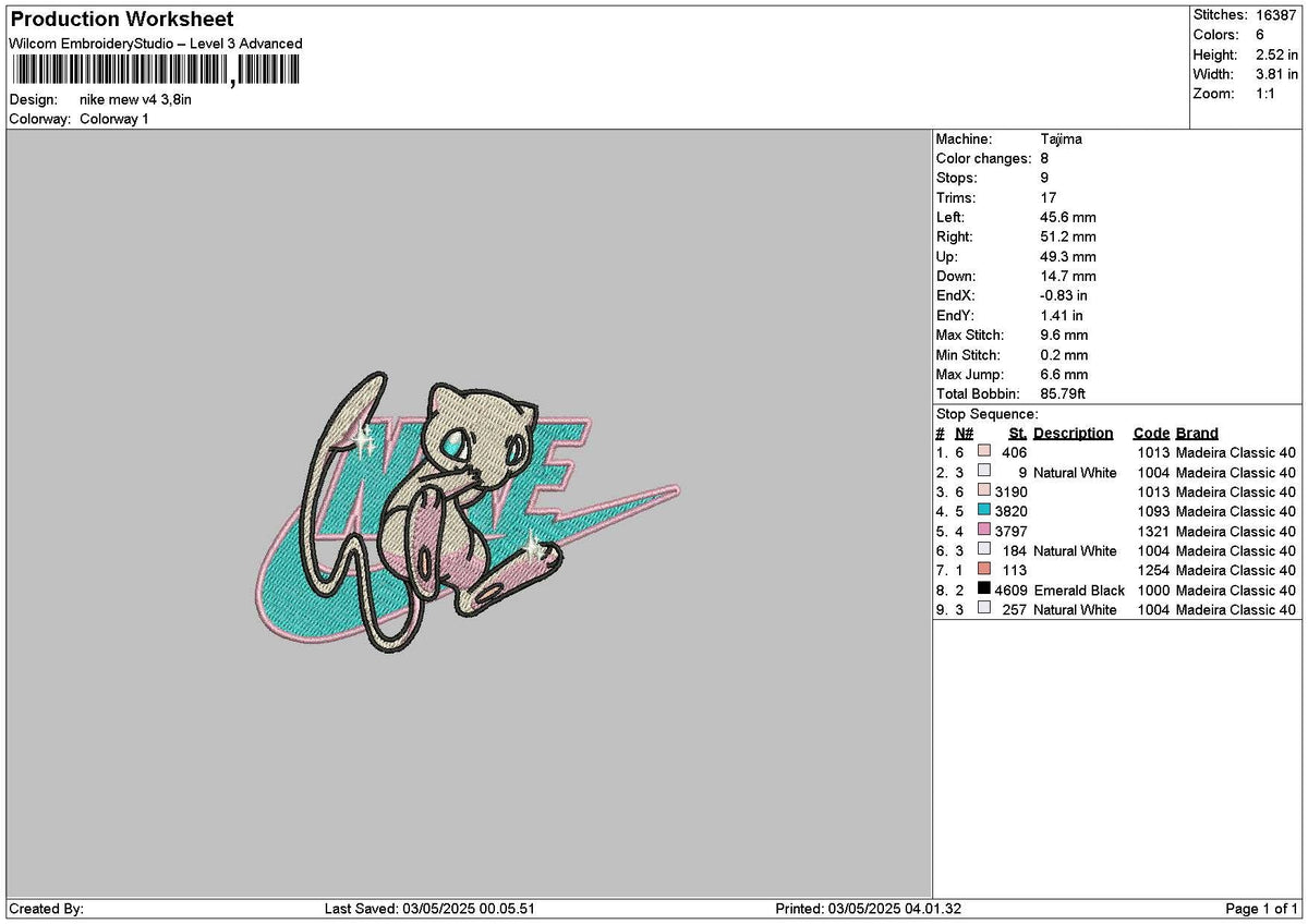 Nike Mew V4 Embroidery File 6 sizes