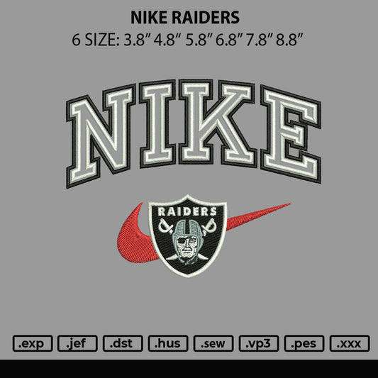 Nike Raidersvia Embroidery File 6 sizes
