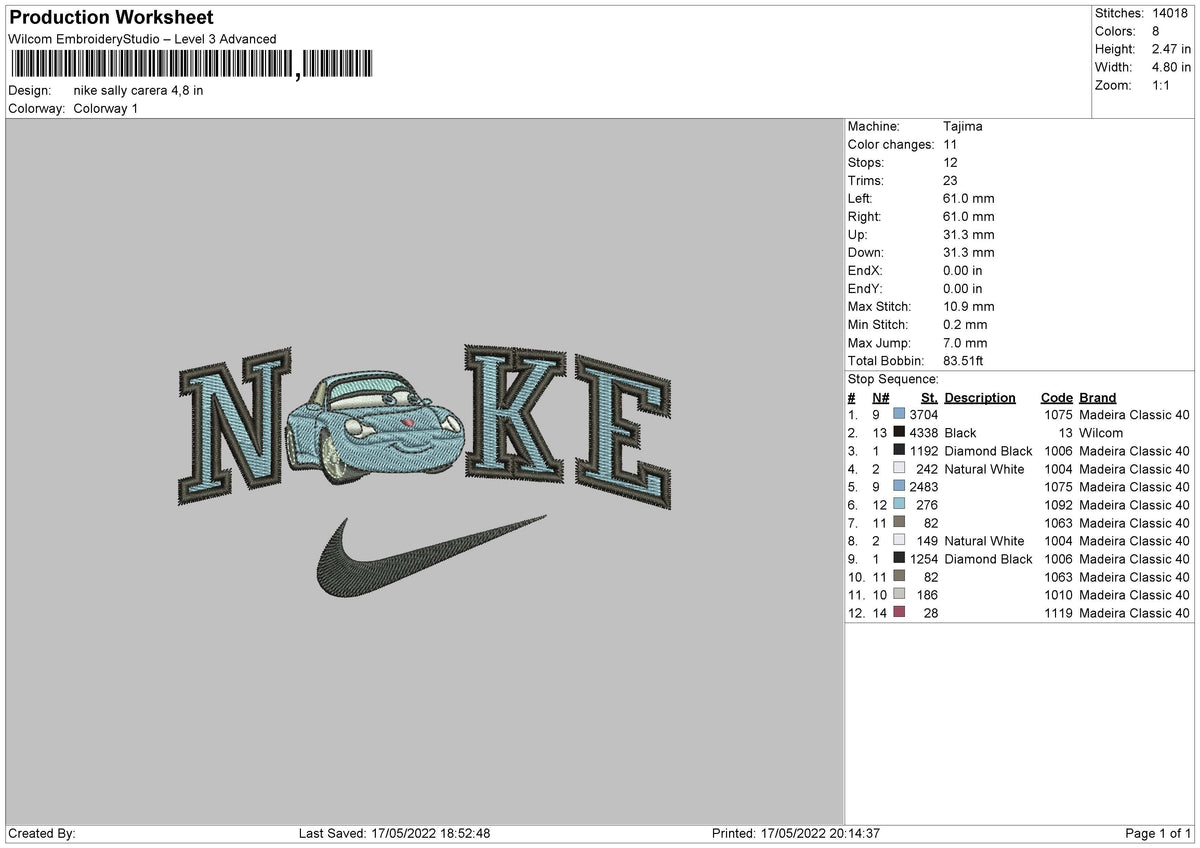 nike Sally Carrera  Embroidery