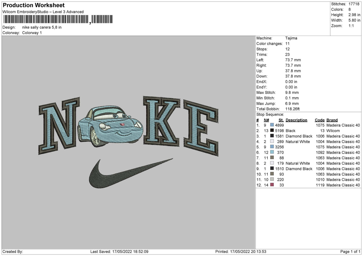 nike Sally Carrera  Embroidery