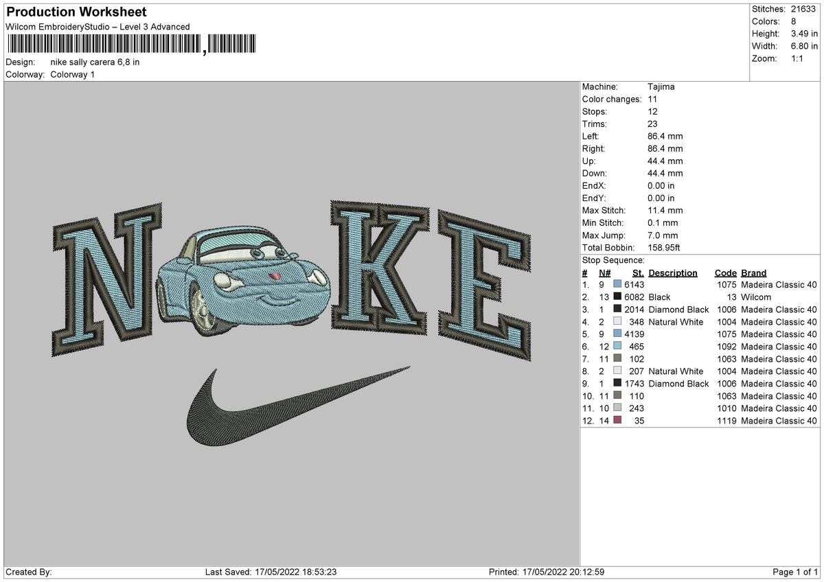 nike Sally Carrera  Embroidery