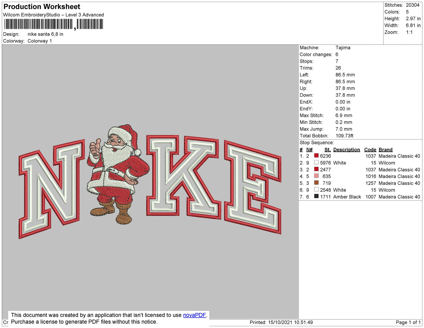 Nike Santa Embroidery