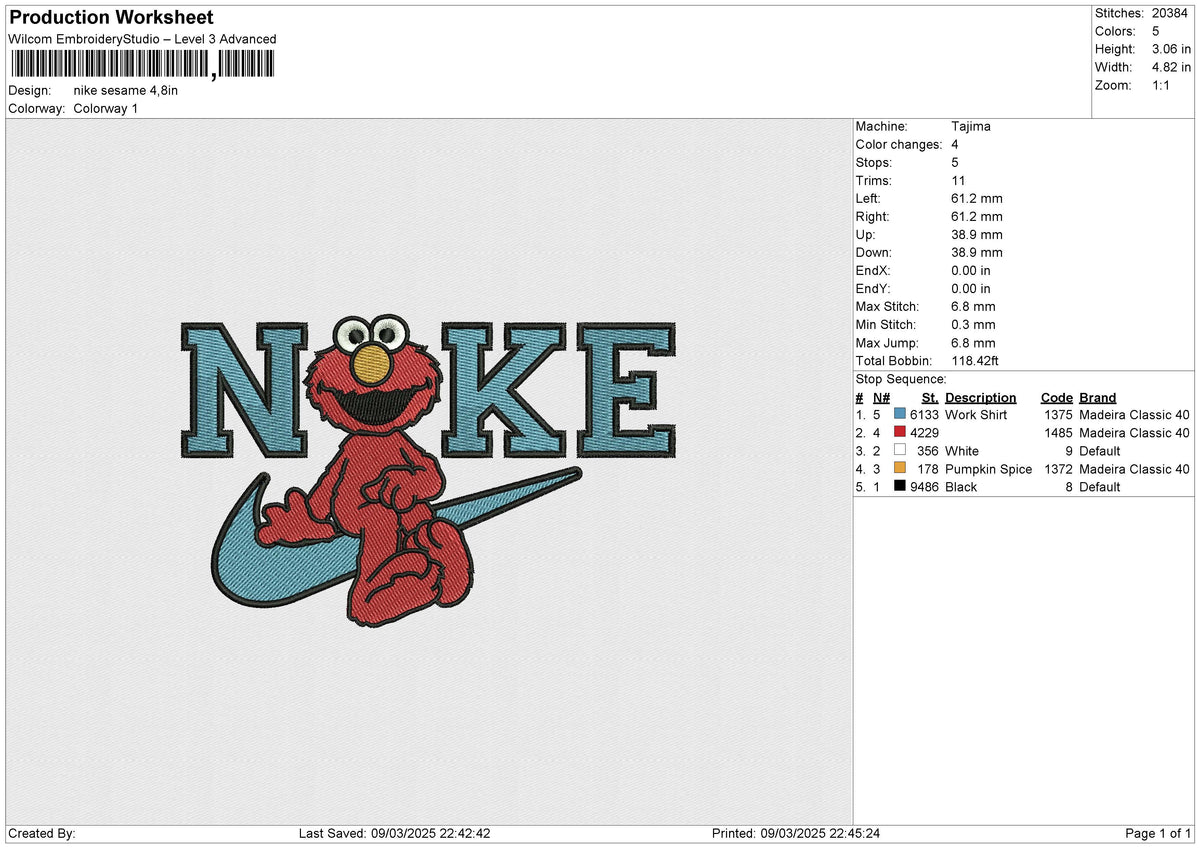 Nike Sesame Embroidery File 6 size