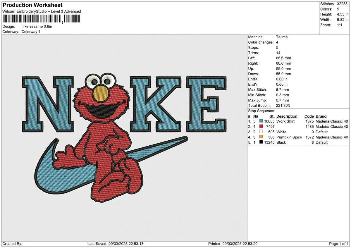 Nike Sesame Embroidery File 6 size