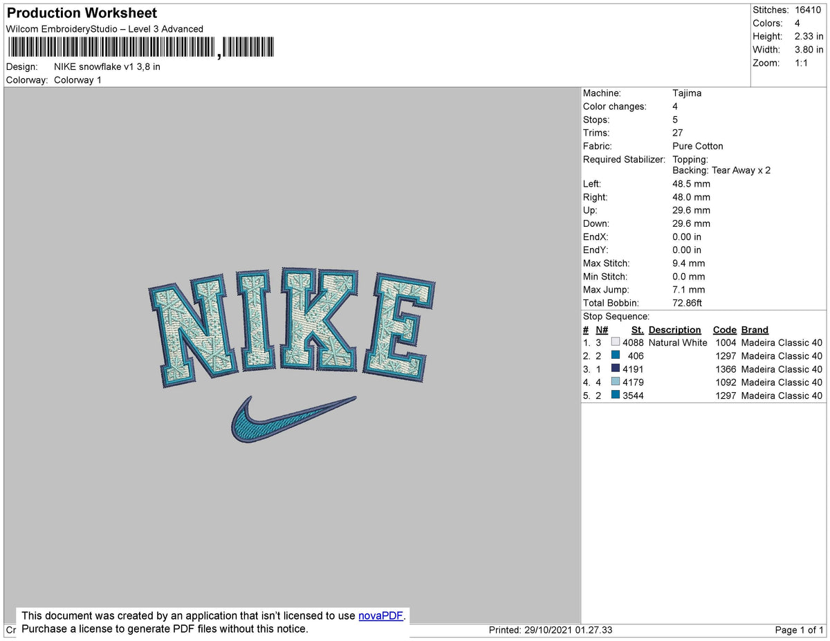 Nike Snowflake v1 Embroidery