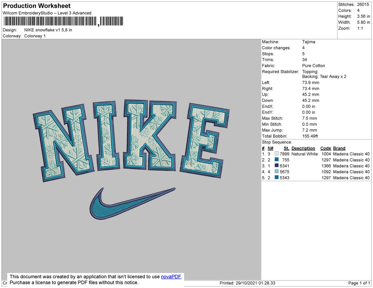 Nike Snowflake v1 Embroidery