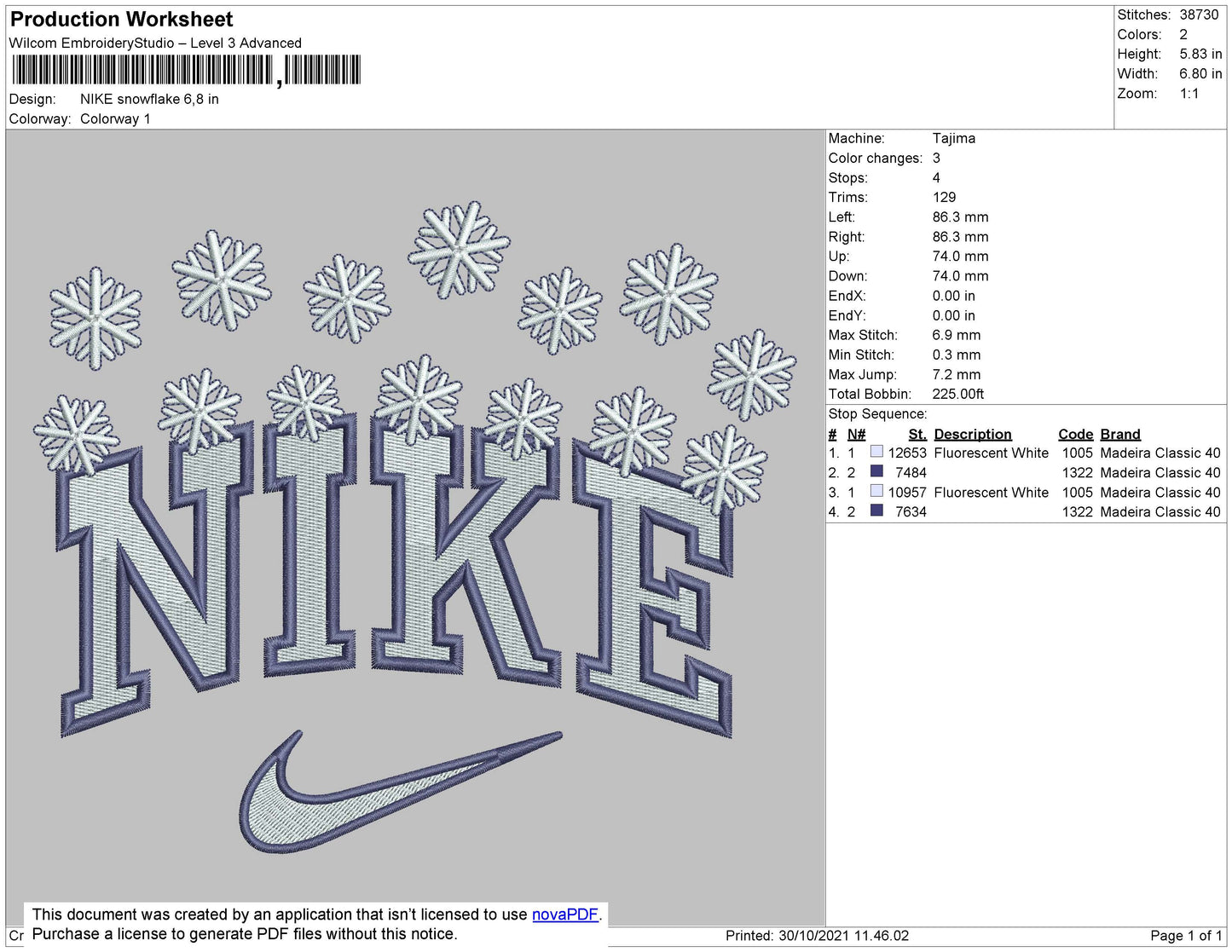 Nike Snowflake Embroidery