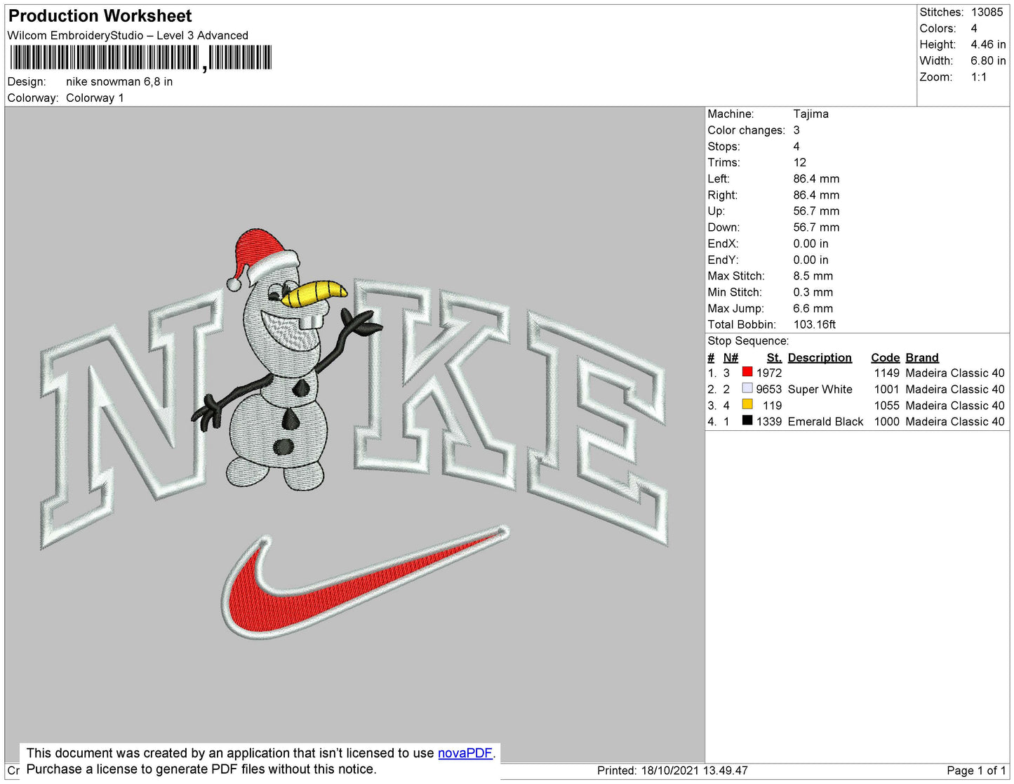 Nike Snowman Embroidery