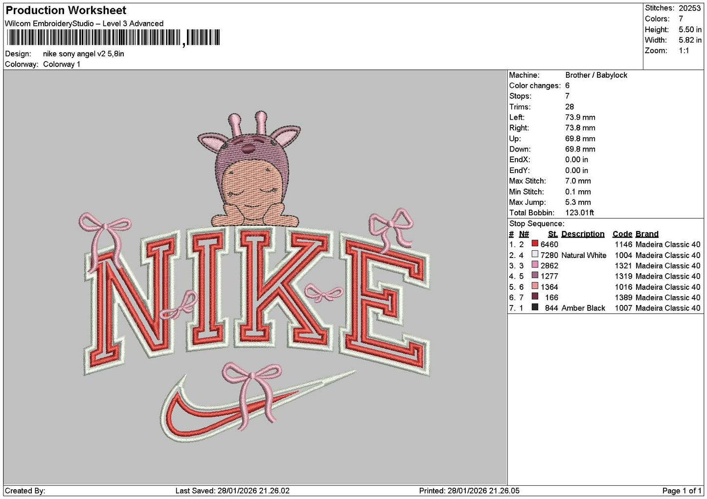 Nike Sony 2801 V2 Embroidery File 6 sizes