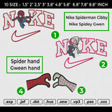 Nike Spiderman Cibby n Nike Spidey Gwen Bundle Embroidery File 6 size