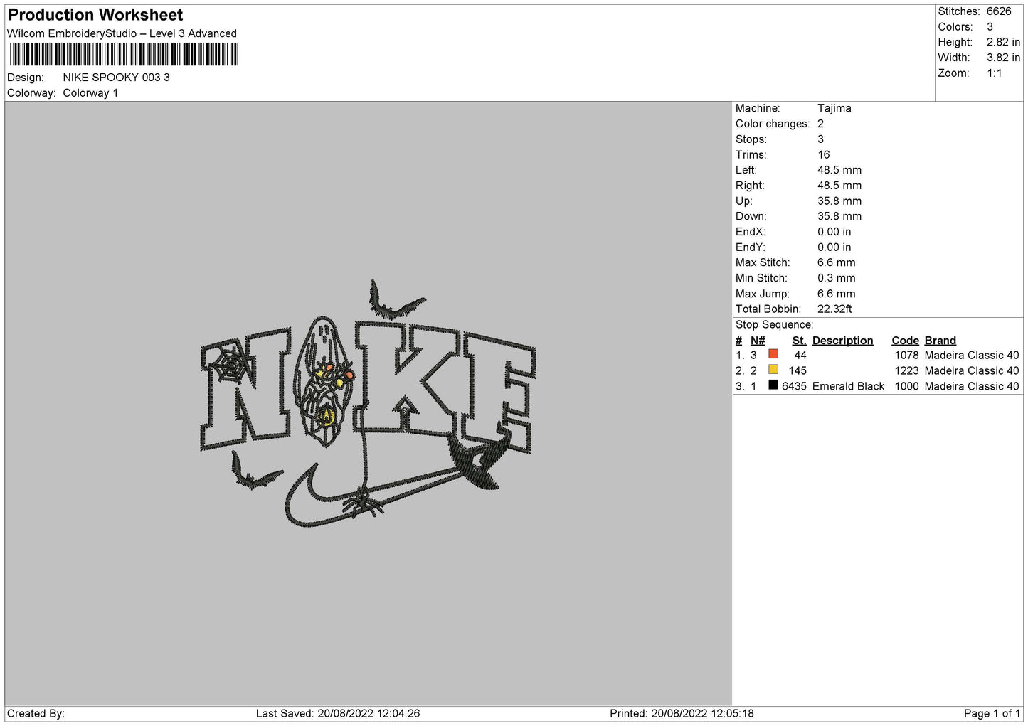 Nike Spooky V3 Embroiery