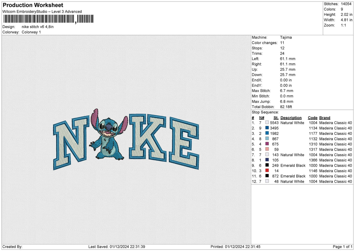Nike stitch v6 Embroidery File 6 size