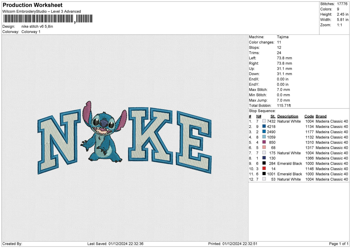 Nike stitch v6 Embroidery File 6 size