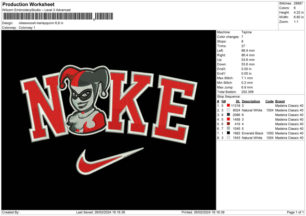 Nike Swoosh Herley Embroidery File 6 sizes
