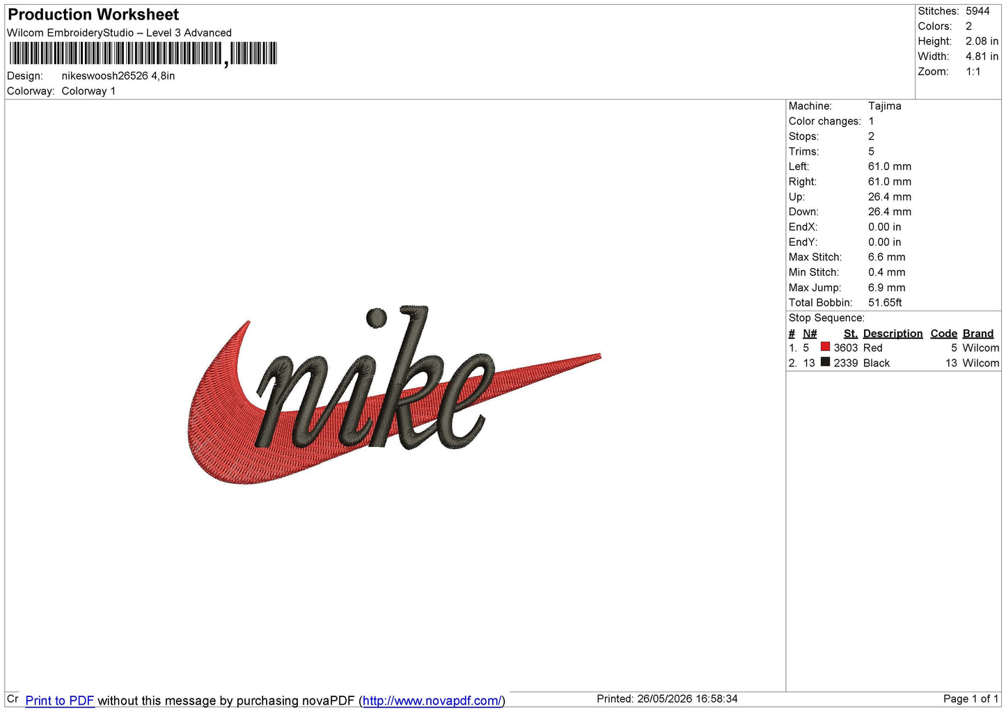 Nikeswoosh26526 Embroidery File 6 sizes