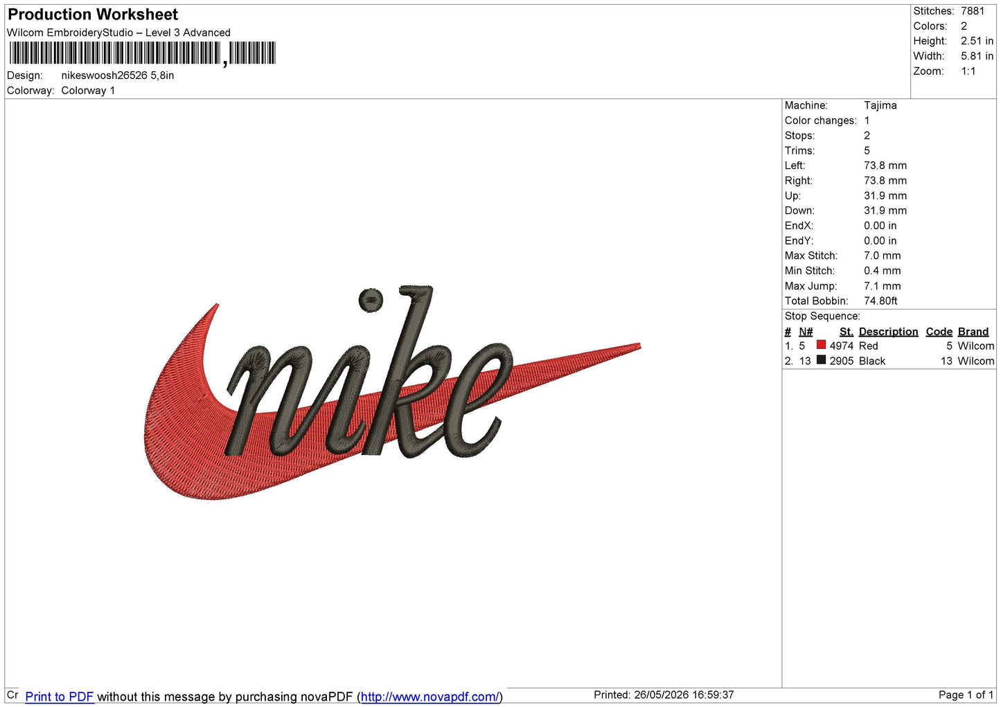 Nikeswoosh26526 Embroidery File 6 sizes