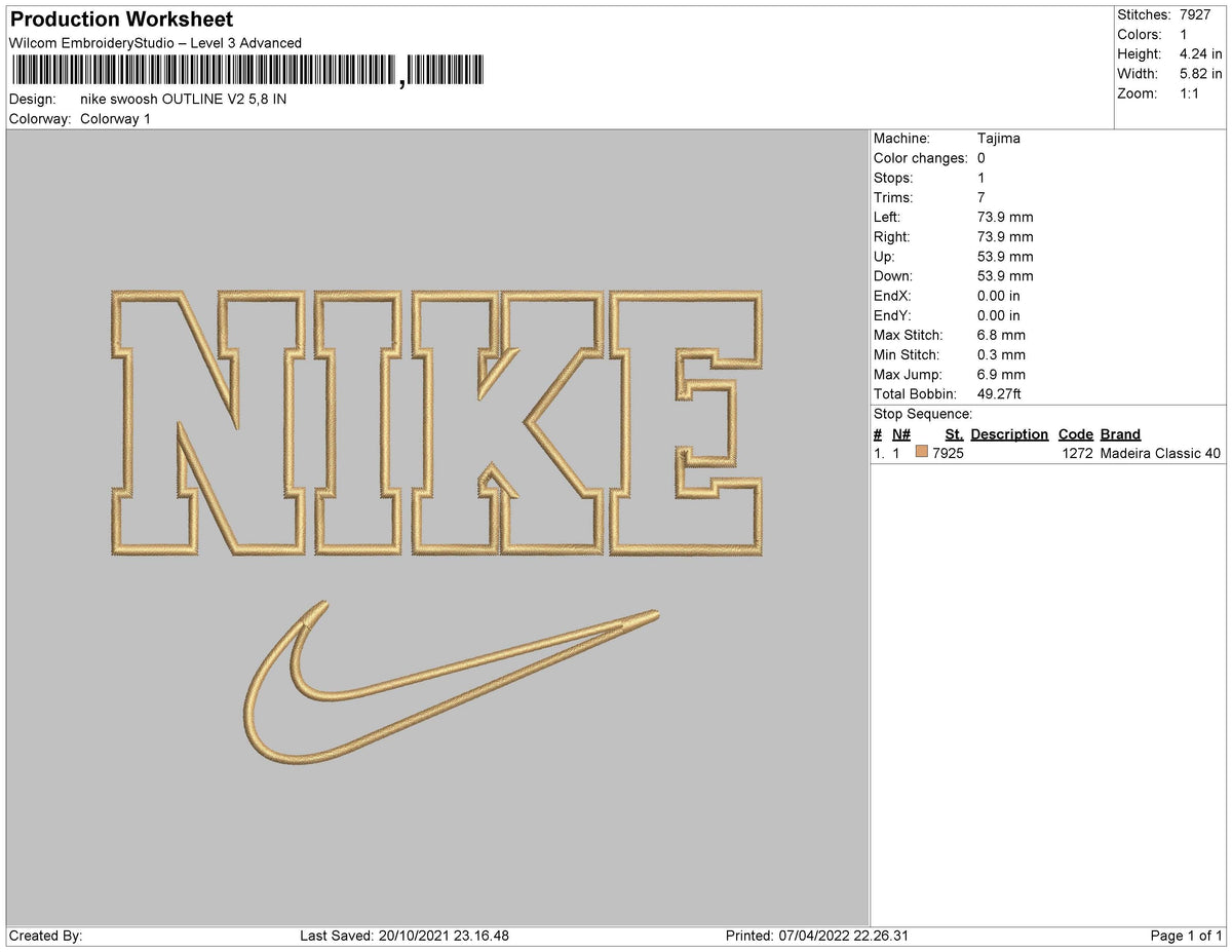 Nike Swoosh Outline v2 Embroidery