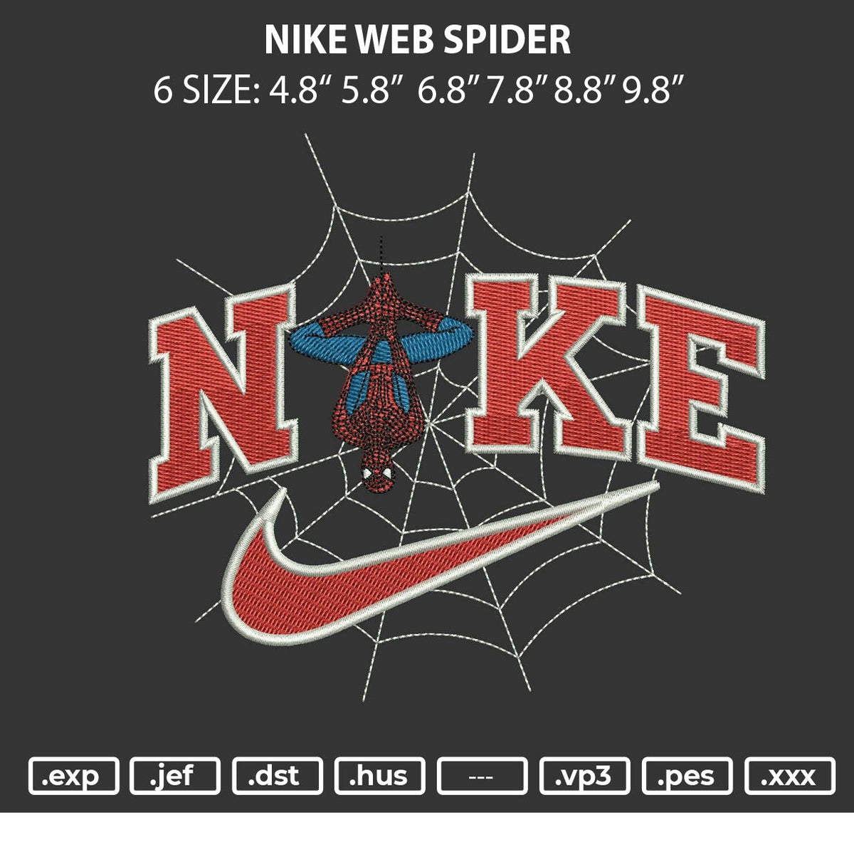 Nike Web Spider Embroidery File 6 sizes