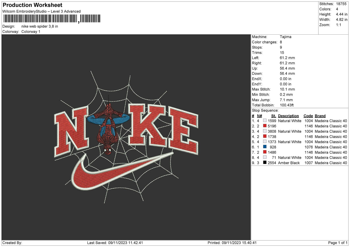 Nike Web Spider Embroidery File 6 sizes