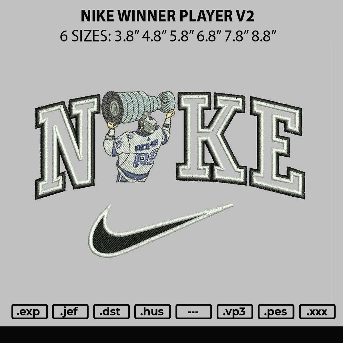 Nike Winner Player v2 Embroidery File 6 sizes