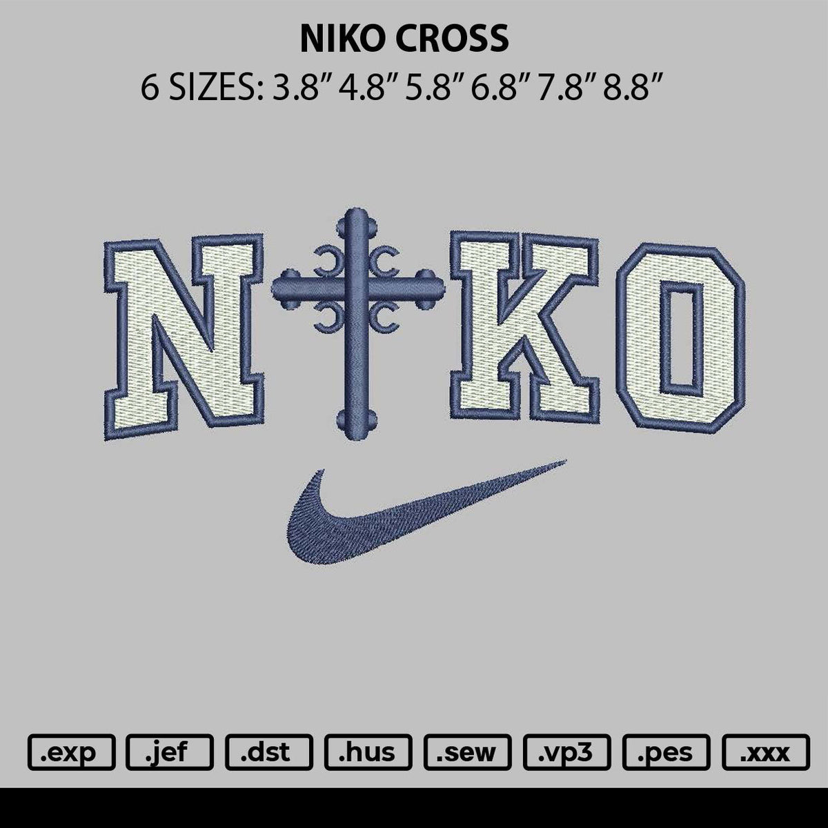 Niko Cross Embroidery File 6 sizes